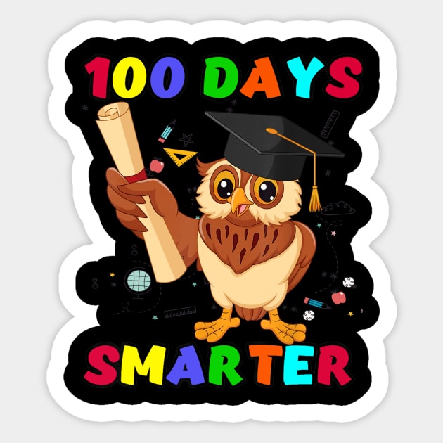 100 Days Of School Boy Girl Gift Smarter Owl Lovers Sticker by Manonee